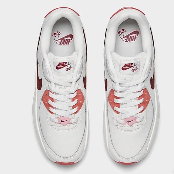 NEW NIKE AIR MAX 90 LV8 SE Platform Women's Sneakers Shoes White Red size 9 - Picture 8 of 8
